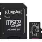   KINGSTON Memóriakártya, microSDXC, 128GB, C10/UHS-I/U1/V10/A1, Gen3, adapter, KINGSTON "Canvas Select Plus"