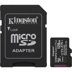 KINGSTON Memóriakártya, microSDXC, 128GB, C10/UHS-I/U1/V10/A1, Gen3, adapter, KINGSTON "Canvas Select Plus"