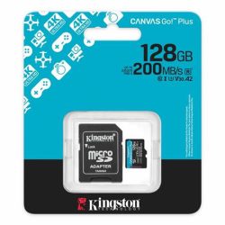 KINGSTON Memóriakártya, microSDXC, 128GB, C10/UHS-I/U3/V30/A2, Gen4, adapter, KINGSTON "Canvas Go! Plus" KINGSTON Memóriakártya, microSDXC, 128GB, C10/UHS-I/U3/V30/A2, Gen4, adapter, KINGSTON "Canvas Go! Plus"