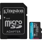   KINGSTON Memóriakártya, microSDXC, 64GB, C10/UHS-I/U3/V30/A2, Gen4, adapter, KINGSTON "Canvas Go! Plus"