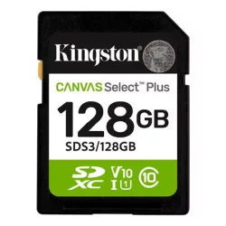 KINGSTON Memóriakártya, SDXC, 128GB, C10/UHS-I/U1/V10, Gen3, KINGSTON "Canvas Select Plus"