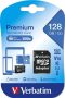   VERBATIM Memóriakártya, microSDXC, 128GB, CL10/U1, 90/10 MB/s, adapter, VERBATIM "Premium"