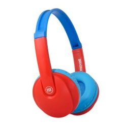 MAXELL Fejhallgató, gyerek méret, vezeték nélküli, Bluetooth, mikrofonnal, MAXELL "HP-BT350", kék-piros