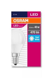 OSRAM LED izzó, E14, kisgömb, P45, 5,7W, 470lm, 4000K (HF), OSRAM "Value"