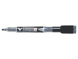 PILOT Táblamarker, törlőkupakkal, 1,3 mm, EF, kúpos, PILOT "V-Board Master S", fekete