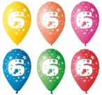 . Léggömb, 26 cm, számos, 6 . Léggömb, 26 cm, számos, 6
