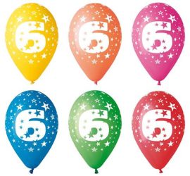 . Léggömb, 26 cm, számos, 6 . Léggömb, 26 cm, számos, 6