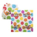 . Szalvéta, 33x33cm, "Boldog születésnapot", csíkos-pöttyös . Szalvéta, 33x33cm, "Boldog születésnapot", csíkos-pöttyös