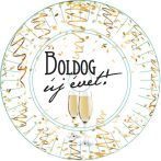 . Tányér, papír, 23 cm, "Boldog Új évet" . Tányér, papír, 23 cm, "Boldog Új évet"