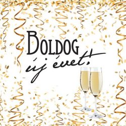 . Szalvéta, 3 rétegű, 33 x 33 cm, "Boldog Új évet" . Szalvéta, 3 rétegű, 33 x 33 cm, "Boldog Új évet"