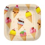 . Tányér, papír, 23 cm, fagyi minta . Tányér, papír, 23 cm, fagyi minta