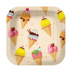 . Tányér, papír, 23 cm, fagyi minta . Tányér, papír, 23 cm, fagyi minta