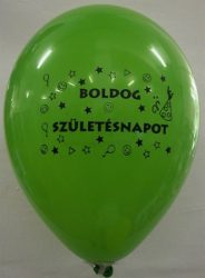 . Léggömb, 26 cm, két oldalon nyomott "Boldog születésnapot", vegyes szín . Léggömb, 26 cm, két oldalon nyomott "Boldog születésnapot", vegyes szín
