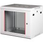   LANDE Rack szekrény, fali, 19", 9U, lapraszerelt, LANDE "PROlineB", szürke