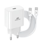 RIVACASE Hálózati töltő, 20W, USB-C, USB-C, USB-C/USB-C töltőkábel, RIVACASE "PS4101", fehér RIVACASE Hálózati töltő, 20W, USB-C, USB-C, USB-C/USB-C töltőkábel, RIVACASE "PS4101", fehér
