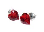   ART CRYSTELLA Fülbevaló, szív formájú, light siam piros SWAROVSKI® kristállyal, 8mm, ART CRYSTELLA®