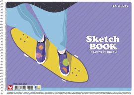 SHKOLYARYK Vázlatfüzet, spirál, A4, 120 g, 20 lap, SHKOLYARYK "Draw your dream", vegyes