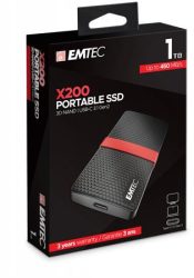EMTEC SSD (külső memória), 1TB, USB 3.2, 420/450 MB/s, EMTEC "X200" EMTEC SSD (külső memória), 1TB, USB 3.2, 420/450 MB/s, EMTEC "X200"