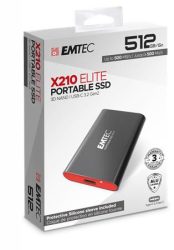 EMTEC SSD (külső memória), 512GB, USB 3.2, 500/500 MB/s, EMTEC "X210" EMTEC SSD (külső memória), 512GB, USB 3.2, 500/500 MB/s, EMTEC "X210"