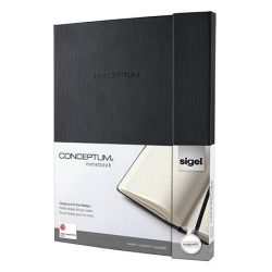 SIGEL Jegyzetfüzet, exkluzív, A4+, kockás, 97 lap, mágneses záródású, keményfedeles, SIGEL "Conceptum", fekete