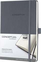 SIGEL Jegyzetfüzet, exkluzív, A5, kockás, 97 lap, keményfedeles, SIGEL "Conceptum", sötétszürke