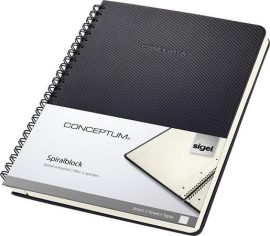 SIGEL Spirálfüzet, exkluzív, A5, vonalas, 80 lap, keményfedeles, SIGEL "Conceptum", fekete SIGEL Spirálfüzet, exkluzív, A5, vonalas, 80 lap, keményfedeles, SIGEL "Conceptum", fekete