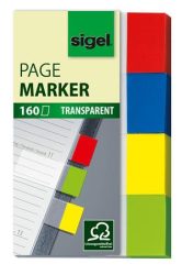 SIGEL Jelölőcímke, műanyag, 4x40 lap, 20x50 mm, SIGEL "Clear", vegyes szín