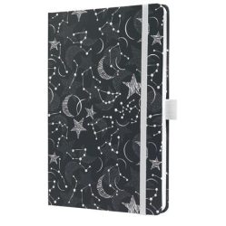 SIGEL Jegyzetfüzet, exkluzív, 135x203 mm, vonalas, 87 lap, keményfedeles, SIGEL "Jolie", Cosmic Fantasy Black