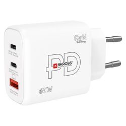 SKROSS Hálózati töltő, 1xUSB-A, 2xUSB-C, PD, 65W, GaN, SKROSS SKROSS Hálózati töltő, 1xUSB-A, 2xUSB-C, PD, 65W, GaN, SKROSS