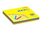   STICK N Öntapadó jegyzettömb, 76x76 mm, 100 lap, STICK N "Magic Pad" neon színek