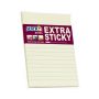   STICK N Öntapadó jegyzettömb, vonalas, 150x101 mm, 90 lap, STICK N "Extra Sticky", pasztellsárga