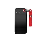 VERBATIM SSD (külső memória) 1TB, USB 3.2 Gen2, VERBATIM "Pocket SSD", fekete/piros VERBATIM SSD (külső memória) 1TB, USB 3.2 Gen2, VERBATIM "Pocket SSD", fekete/piros