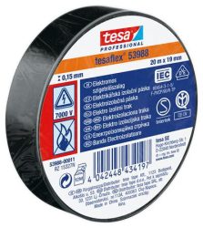 TESA Szigetelőszalag, 19 mm x 20 m, TESA "Professional", fekete TESA Szigetelőszalag, 19 mm x 20 m, TESA "Professional", fekete