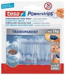 TESA Műanyag akasztó ragasztócsíkkal, TESA "Powerstrips®", átlátszó TESA Műanyag akasztó ragasztócsíkkal, TESA "Powerstrips®", átlátszó