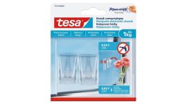 TESA Műanyag akasztó, ragasztócsíkkal, nagy méret, TESA "Powerstrips®", átlátszó