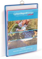 Prospektustartó fém tartófüllel, függő, A4, álló, DJOIS, kék Prospektustartó fém tartófüllel, függő, A4, álló, DJOIS, kék