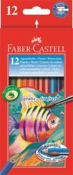 FABER-CASTELL Akvarell ceruza készlet, hatszögletű, ecsettel, FABER-CASTELL, 12 különböző szín