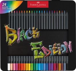 FABER-CASTELL Színes ceruza készlet, háromszögletű, fémdobozban, FABER-CASTELL "Black Edition", 24 különböző szín FABER-CASTELL Színes ceruza készlet, háromszögletű, fémdobozban, FABER-CASTELL "Black Edition", 24 különböző szín