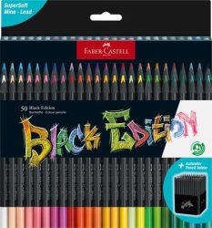FABER-CASTELL Színes ceruza készlet, háromszögletű, FABER-CASTELL "Black Edition",  50 különböző szín