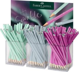 FABER-CASTELL Grafitceruza display, B, háromszögletű, FABER-CASTELL "Sparkle Aurora", vegyes színek