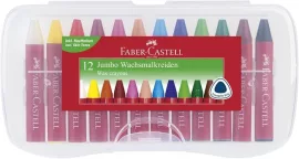 FABER-CASTELL Zsírkréta, háromszögletű, FABER-CASTELL "Jumbo", 12 különböző szín
