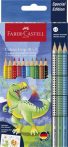   FABER-CASTELL Színes ceruza készlet, háromszögletű, FABER-CASTELL "Grip Dinoszaurusz" 10+3 különböző szín