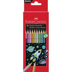 FABER-CASTELL Színes ceruza készlet, hatszögletű, FABER-CASTELL, 10 különböző metál szín FABER-CASTELL Színes ceruza készlet, hatszögletű, FABER-CASTELL, 10 különböző metál szín