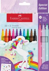 FABER-CASTELL Filctoll készlet, FABER-CASTELL "Unikornis" 10 különböző szín + 3 csillámos FABER-CASTELL Filctoll készlet, FABER-CASTELL "Unikornis" 10 különböző szín + 3 csillámos