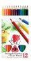   ICO Színes ceruza készlet, háromszögletű, vastag, ICO "Süni", 12 különböző szín