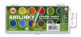 KOH-I-NOOR Vízfesték, 12 darabos, 22,5 mm, KOH-I-NOOR "Anilinky Brilliant"