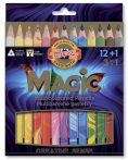   KOH-I-NOOR Színes varázsceruza készlet, háromszögletű, KOH-I-NOOR "Magic 3408", 12+1 különböző szín