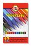  KOH-I-NOOR Színes ceruza készlet, henger alakú, famentes, KOH-I-NOOR "Progresso 8756/12", 12 különböző szín