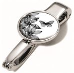 TROIKA Táskatartó kampó, TROIKA, "Black flowers" TROIKA Táskatartó kampó, TROIKA, "Black flowers"