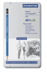 STAEDTLER Grafitceruza készlet, fém doboz, hatszögletű, STAEDTLER "Mars Lumograph 100", 12 különböző keménység STAEDTLER Grafitceruza készlet, fém doboz, hatszögletű, STAEDTLER "Mars Lumograph 100", 12 különböző keménység